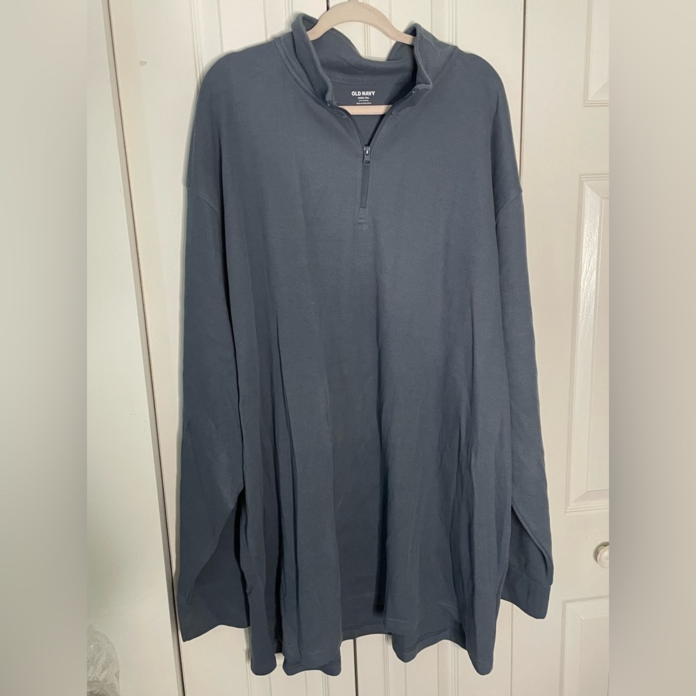 NWT Old Navy Men’s 1/4 Zip Slate Blue Knit Pullover Size 4X Tall